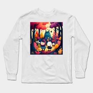 Colorful Scandinavian Forest Children and Creatures Long Sleeve T-Shirt